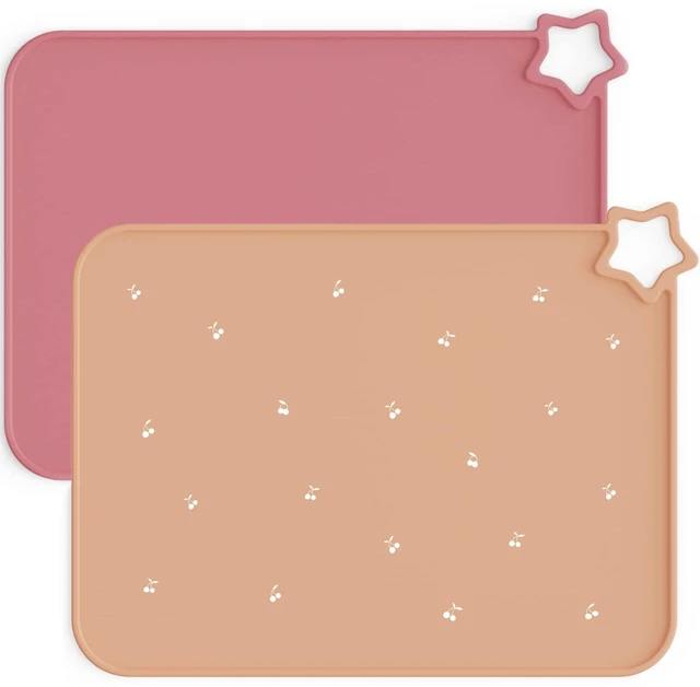 Main image of Silicone Placemats for Baby & Kid, Stain-Proof Non-Slip Toddler Food Mats Eating Table Mat with 2 Packs