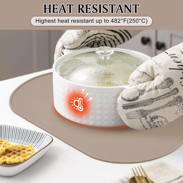 Alt view image 3 of 7 - Silicone Placemat Set of 4, Heat Resistant Placemats for Dinning Table, Reusable Portable Kids Baby Placemats, Waterproof Stain-Proof Toddler Food Mats, Easy to Clean Silicone Mat Oval Placemat