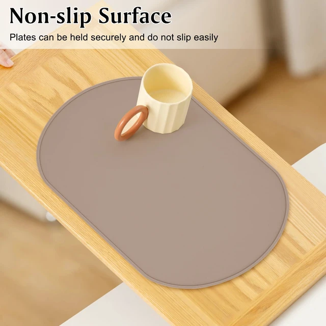 Alt view image 6 of 7 - Silicone Placemat Set of 4, Heat Resistant Placemats for Dinning Table, Reusable Portable Kids Baby Placemats, Waterproof Stain-Proof Toddler Food Mats, Easy to Clean Silicone Mat Oval Placemat