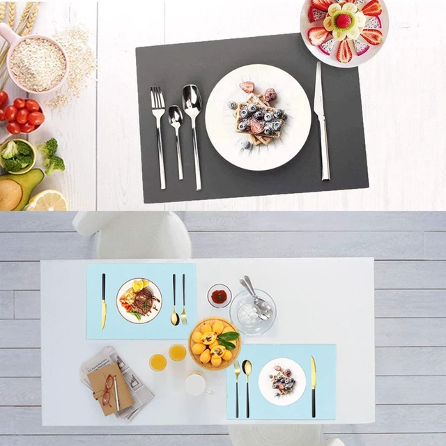 Alt view image 3 of 7 - Silicone Placemats, Dining Placemats Set of 4, Waterproof Placemats for Kids, Non-Slip Silicone Mats for Dinner Table, Heat Resistant & Dishwasher Safe (Light Blue, 17.6" ×12.5")
