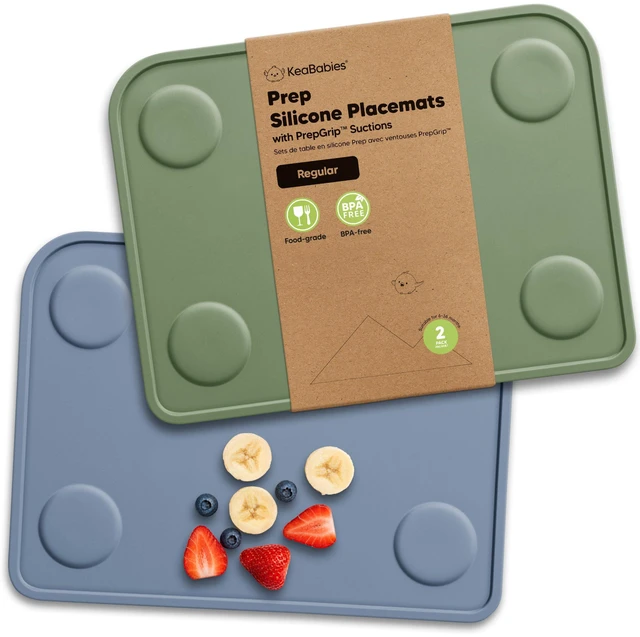 Main image of 2pk Silicone Placemats for Toddlers, Kids, Baby, 12x9 (Slate, S) | Non Slip Suction Silicone Placemat for Restaurants, Dining Table,Travel, Easy to Clean, Food Grade/BPA-Free, Small Table Mat