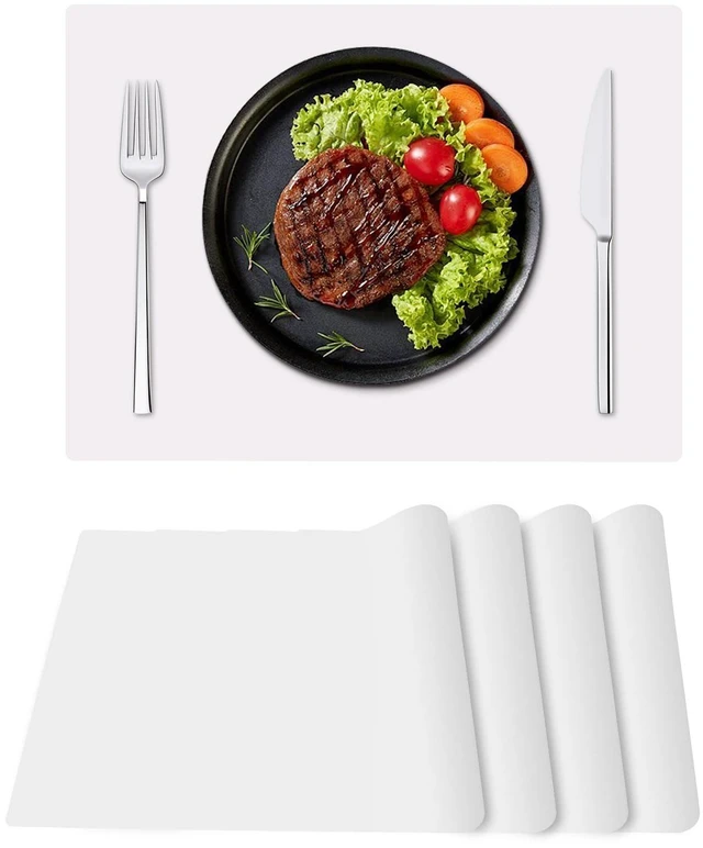 Main image of 4 Pack Silicone Placemats, Food-Grade Non-Slip, Water Proof, Oil-Proof, Heat Resistant, Stain Resistant, Easy to Clean, Countertop Protector, Kitchen Counter Mat, Reusable Mat (11.8x15.7in) (White)