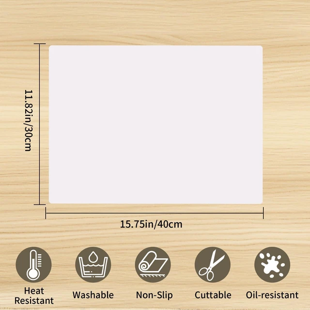 Alt view image 2 of 7 - 4 Pack Silicone Placemats, Food-Grade Non-Slip, Water Proof, Oil-Proof, Heat Resistant, Stain Resistant, Easy to Clean, Countertop Protector, Kitchen Counter Mat, Reusable Mat (11.8x15.7in) (White)