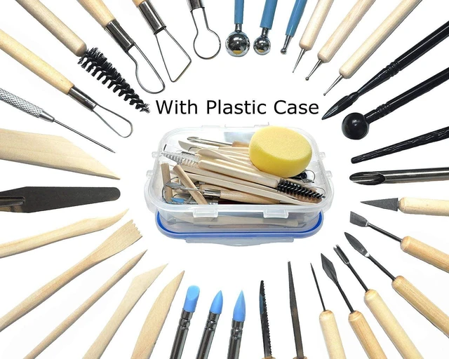 Alt view image 2 of 7 - 57PCS Ceramic Clay Tools Set with Plastic Case Modeling Pottery Sculpting Tools Kits for Beginners Professionals Crafts Polymer Clay Club, Dotting, Ribbon Trimming