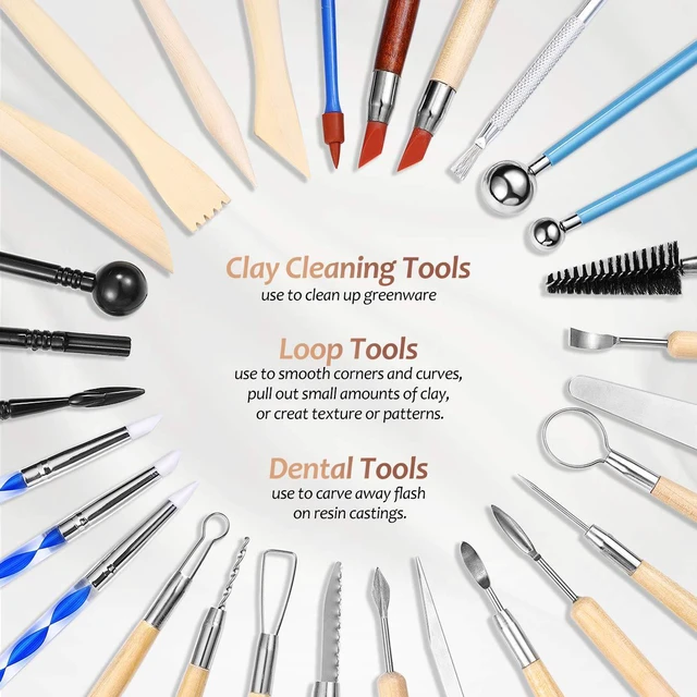 Alt view image 4 of 6 - 43Pcs Pottery Clay Sculpting Tools, Clay Tool with Carrying Case Bag | Double-sided Pottery Tools for Beginners, Students and Hobby Practice, Carving Ceramic Tools for Shaping, Smoothing, Modeling