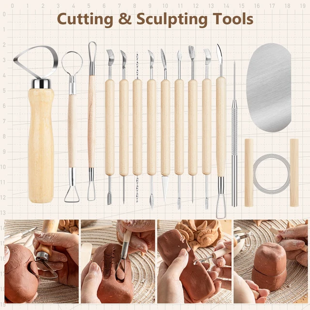 Alt view image 5 of 7 - 36PCS Pottery & Clay Sculpting Tools, Ceramics Polymer Tools Set, Clay Modeling Tools with Case for Air Dry Clay, Carving, Molding, Pottery Wheel, Crafting Supplies, Pros, Beginners, Adults