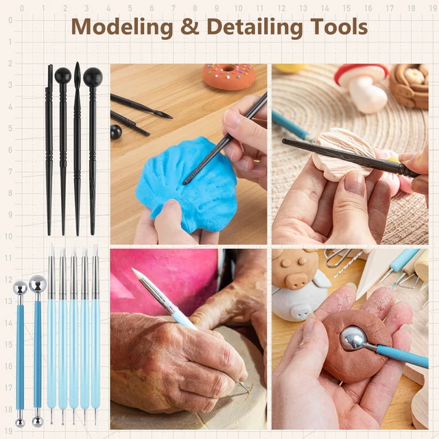 Alt view image 6 of 7 - 36PCS Pottery & Clay Sculpting Tools, Ceramics Polymer Tools Set, Clay Modeling Tools with Case for Air Dry Clay, Carving, Molding, Pottery Wheel, Crafting Supplies, Pros, Beginners, Adults