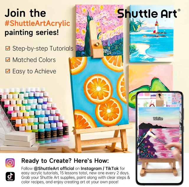 Alt view image 2 of 7 - Acrylic Paint, 36 Colors Acrylic Paint Set with Brushes & Palette, 2oz/60ml Bottles, Rich Pigments Non-toxic for Artists Kids & Adults, Painting on Canvas Rocks Ceramic Wood