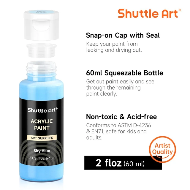Alt view image 4 of 7 - Acrylic Paint, 36 Colors Acrylic Paint Set with Brushes & Palette, 2oz/60ml Bottles, Rich Pigments Non-toxic for Artists Kids & Adults, Painting on Canvas Rocks Ceramic Wood