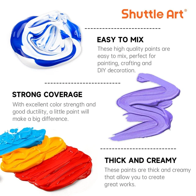 Alt view image 5 of 7 - Acrylic Paint, 36 Colors Acrylic Paint Set with Brushes & Palette, 2oz/60ml Bottles, Rich Pigments Non-toxic for Artists Kids & Adults, Painting on Canvas Rocks Ceramic Wood