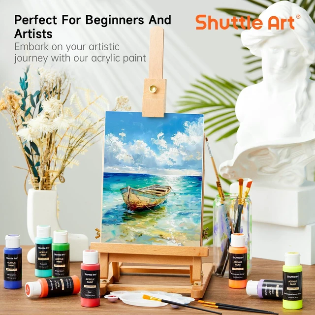 Alt view image 6 of 7 - Acrylic Paint, 36 Colors Acrylic Paint Set with Brushes & Palette, 2oz/60ml Bottles, Rich Pigments Non-toxic for Artists Kids & Adults, Painting on Canvas Rocks Ceramic Wood