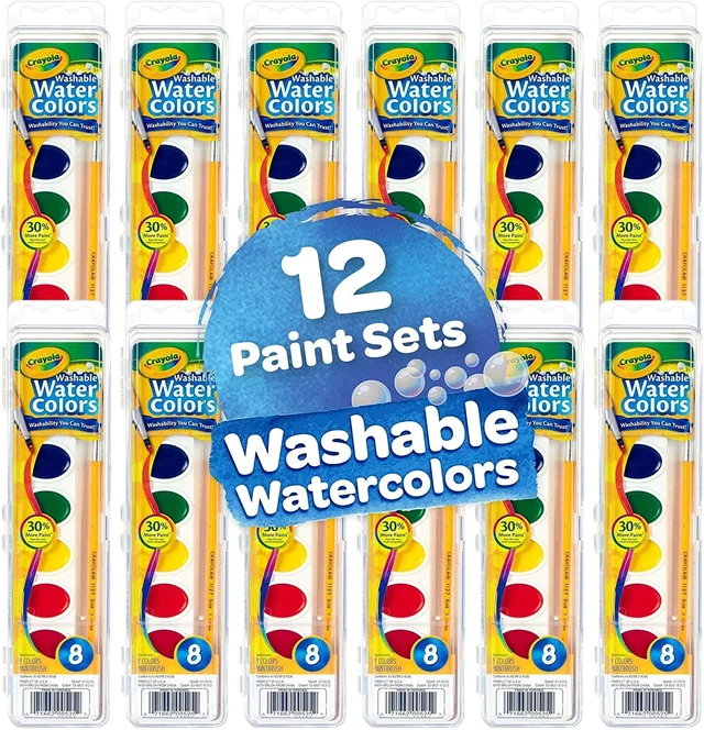 Alt view image 2 of 7 - Washable Watercolor Paint Sets, Bulk Art Supplies for Teacher 12ct | Watercolor Paint Sets for Kids, Teachers Classroom School Supplies, Preschool & Kindergarten Crafting Activities for Toddlers