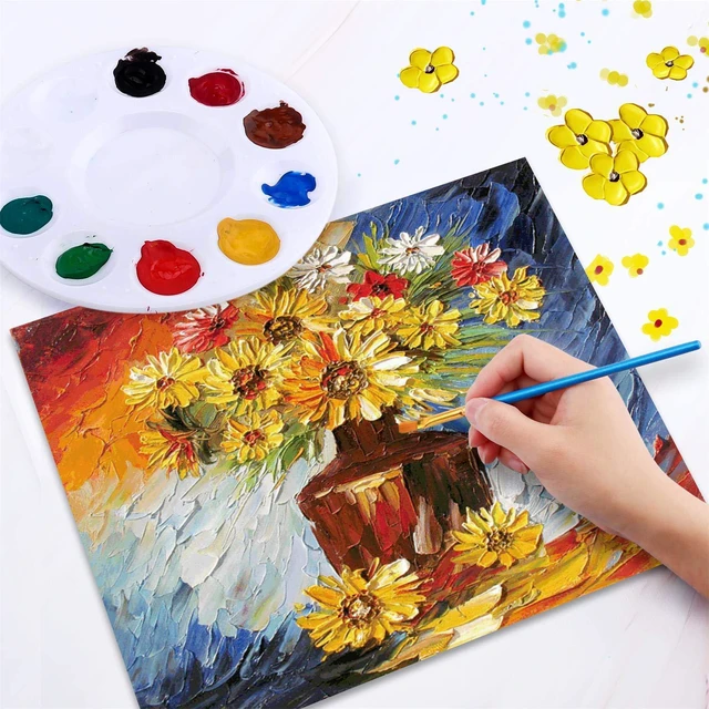Alt view image 6 of 7 - Paint Brush Palette Set, 12 Packs of 120 Brushes and 12 Tray Palettes | Nylon Brush Head, Suitable for Oil Watercolor, etc., Perfect Art Painting Set