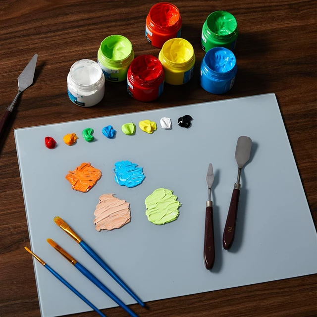 Alt view image 2 of 6 - 1 Pcs Tempered Glass Palette for Oil Painting, 12 X 16 Inches Grey | Keeps Wet Paint Fresh, Scratch Resistant, Easy Clean, Neutral Backdrop for DIY Color Mixing, Artist Supplies