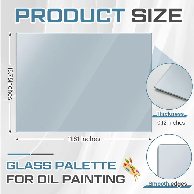 Alt view image 4 of 6 - 1 Pcs Tempered Glass Palette for Oil Painting, 12 X 16 Inches Grey | Keeps Wet Paint Fresh, Scratch Resistant, Easy Clean, Neutral Backdrop for DIY Color Mixing, Artist Supplies