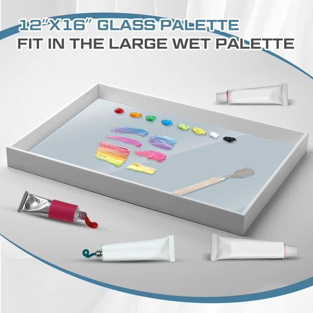 Alt view image 5 of 6 - 1 Pcs Tempered Glass Palette for Oil Painting, 12 X 16 Inches Grey | Keeps Wet Paint Fresh, Scratch Resistant, Easy Clean, Neutral Backdrop for DIY Color Mixing, Artist Supplies