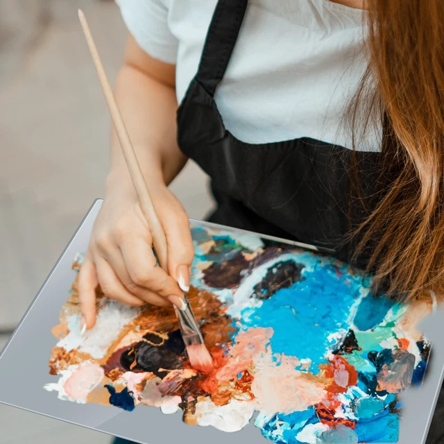 Alt view image 6 of 6 - 1 Pcs Tempered Glass Palette for Oil Painting, 12 X 16 Inches Grey | Keeps Wet Paint Fresh, Scratch Resistant, Easy Clean, Neutral Backdrop for DIY Color Mixing, Artist Supplies
