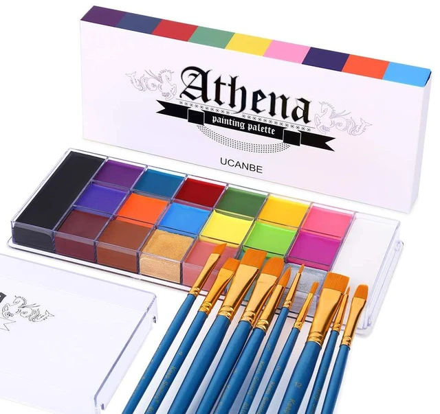 Main image of Face Body Paint Set-Athena Painting Palette,10 Professional Artist Brush,Large Deep Pan Ideal for Halloween Cosplay Party SFX Arty Stage Makeup