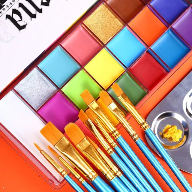 Alt view image 3 of 7 - Face Body Paint Set-Athena Painting Palette,10 Professional Artist Brush,Large Deep Pan Ideal for Halloween Cosplay Party SFX Arty Stage Makeup