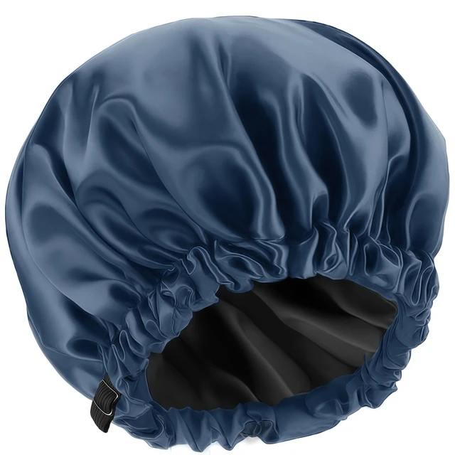 Main image of Shower Cap,100% Real Satin Lined Shower Caps,Extra Large Shower Cap for Women Reusable Waterproof,Adjustable Size&Long Hair Bath Caps