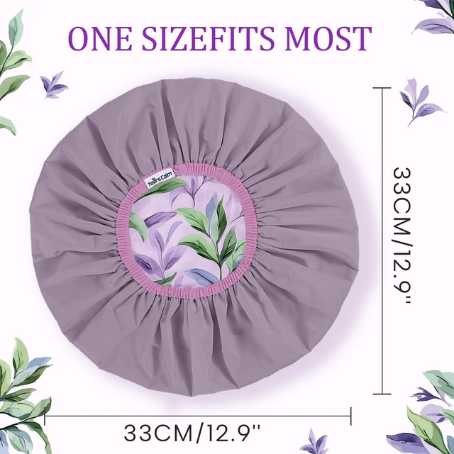 Alt view image 2 of 7 - Shower Caps for Women Reusable Waterproof Double Layer Elastic Cap with Tropical Botanical Print Shower Cap for Shower, Spa, Travel, Bath & Daily Hair Protection