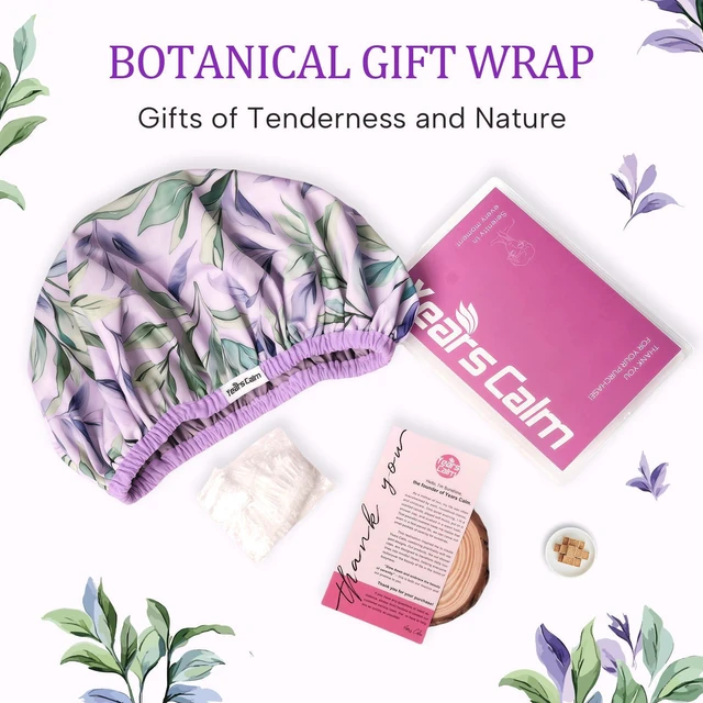 Alt view image 7 of 7 - Shower Caps for Women Reusable Waterproof Double Layer Elastic Cap with Tropical Botanical Print Shower Cap for Shower, Spa, Travel, Bath & Daily Hair Protection