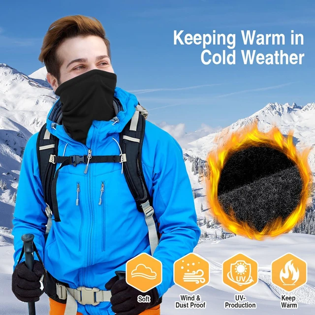 Alt view image 2 of 7 - 2 Pack Winter Neck Gaiter Warmer for Men & Women, Windproof Face Cover Soft Fleece Face Mask Scarf for Cold Weather Outdoor Sports Skiing Cycling