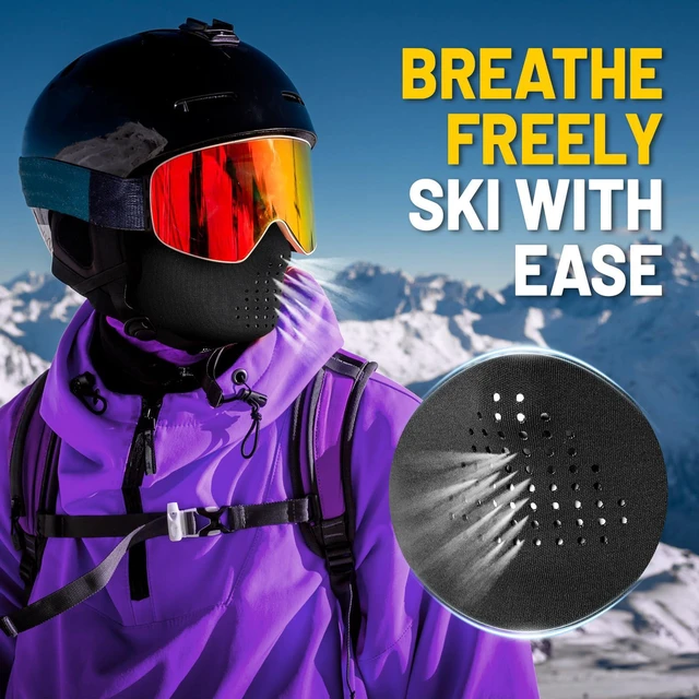 Alt view image 2 of 7 - Winter Balaclava Ski Mask,Windproof & Thermal,Face Mask for Skiing,Motorcycling,Fishing,Running Black