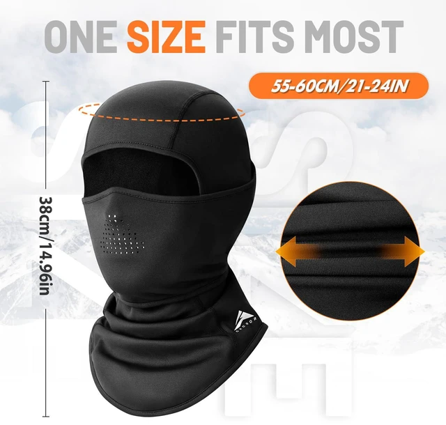 Alt view image 6 of 7 - Winter Balaclava Ski Mask,Windproof & Thermal,Face Mask for Skiing,Motorcycling,Fishing,Running Black