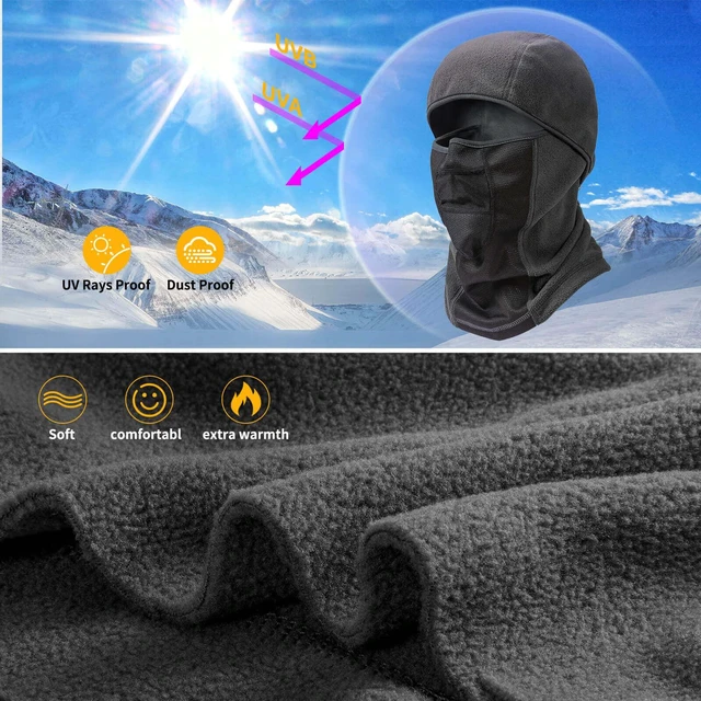Alt view image 2 of 7 - Mens Balaclava Winter Ski Face Mask Breathable Windproof Thermal for Motorcycle Riding Cycling in Cold Weather Black