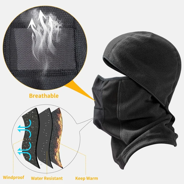 Alt view image 3 of 7 - Mens Balaclava Winter Ski Face Mask Breathable Windproof Thermal for Motorcycle Riding Cycling in Cold Weather Black