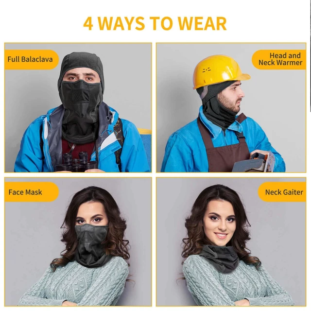 Alt view image 6 of 7 - Mens Balaclava Winter Ski Face Mask Breathable Windproof Thermal for Motorcycle Riding Cycling in Cold Weather Black