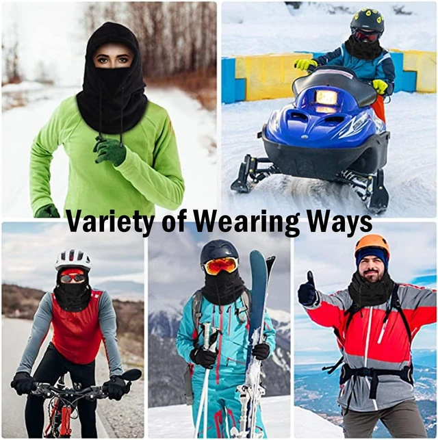 Alt view image 4 of 5 - Balaclava Windproof Winter Face Mask Warm Fleece Ski Mask for Men and Women Cold Weather Motorcycle Bike Cycling Neck Warmer Black