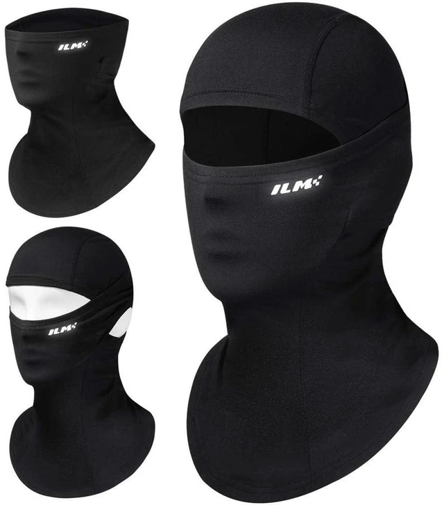 Main image of Adult Motorcycle Balaclava Face Mask for Ski FM01A Men Women Black | Earbud/Braid Channels, Windproof, Stretch, Helmet-Compatible, Motorbike/Snowboard/Cycling