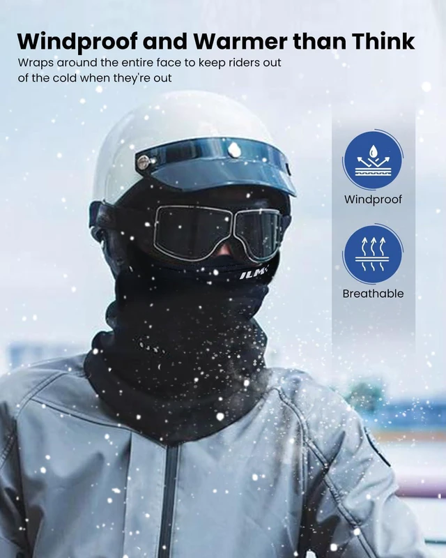 Alt view image 4 of 7 - Adult Motorcycle Balaclava Face Mask for Ski FM01A Men Women Black | Earbud/Braid Channels, Windproof, Stretch, Helmet-Compatible, Motorbike/Snowboard/Cycling