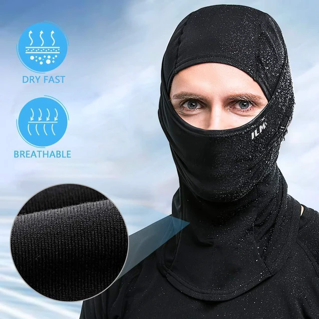 Alt view image 7 of 7 - Adult Motorcycle Balaclava Face Mask for Ski FM01A Men Women Black | Earbud/Braid Channels, Windproof, Stretch, Helmet-Compatible, Motorbike/Snowboard/Cycling