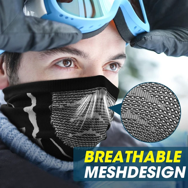 Alt view image 2 of 7 - Winter Neck Warmer Half Face Mask, Windproof Thermal Anti-Fog | Seamless Circular Knit, Stretch Fit, Stay-Put, Vented Anti-Fog, Balaclava Ski Mask for Skiing Snowboarding Cycling Running
