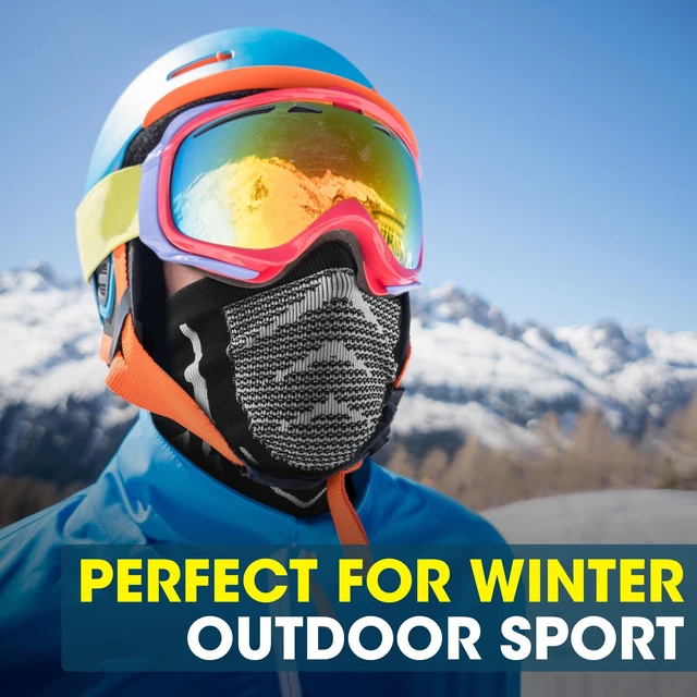 Alt view image 4 of 7 - Winter Neck Warmer Half Face Mask, Windproof Thermal Anti-Fog | Seamless Circular Knit, Stretch Fit, Stay-Put, Vented Anti-Fog, Balaclava Ski Mask for Skiing Snowboarding Cycling Running