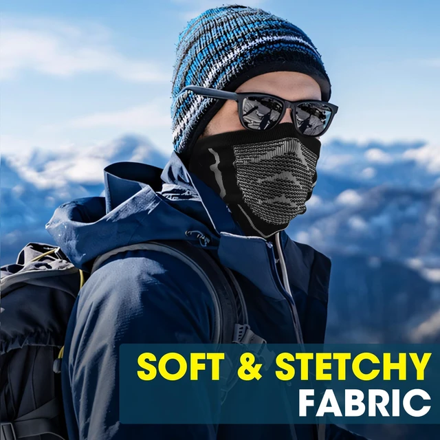 Alt view image 6 of 7 - Winter Neck Warmer Half Face Mask, Windproof Thermal Anti-Fog | Seamless Circular Knit, Stretch Fit, Stay-Put, Vented Anti-Fog, Balaclava Ski Mask for Skiing Snowboarding Cycling Running