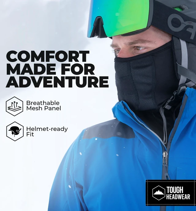 Alt view image 4 of 6 - Half Ski Mask for Men & Women, Winter Face Mask for Cold Weather, Half Balaclava Neck Gaiter Warmer, Motorcycle Face Mask Black