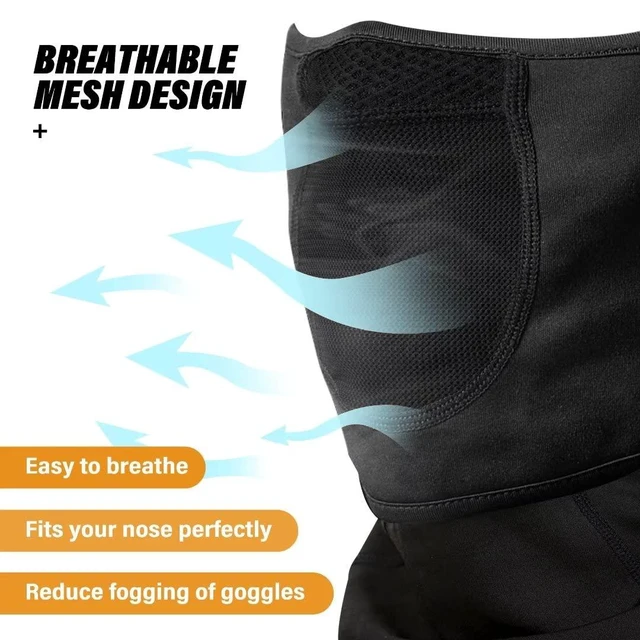 Alt view image 4 of 7 - Ski Mask for Men Women Balaclava Face Mask for Cold Weather Winter Warm Fleece Face Covering for Skiing Outdoor Work Black