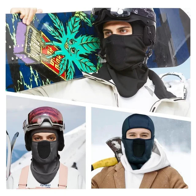 Alt view image 6 of 7 - Ski Mask for Men Women Balaclava Face Mask for Cold Weather Winter Warm Fleece Face Covering for Skiing Outdoor Work Black