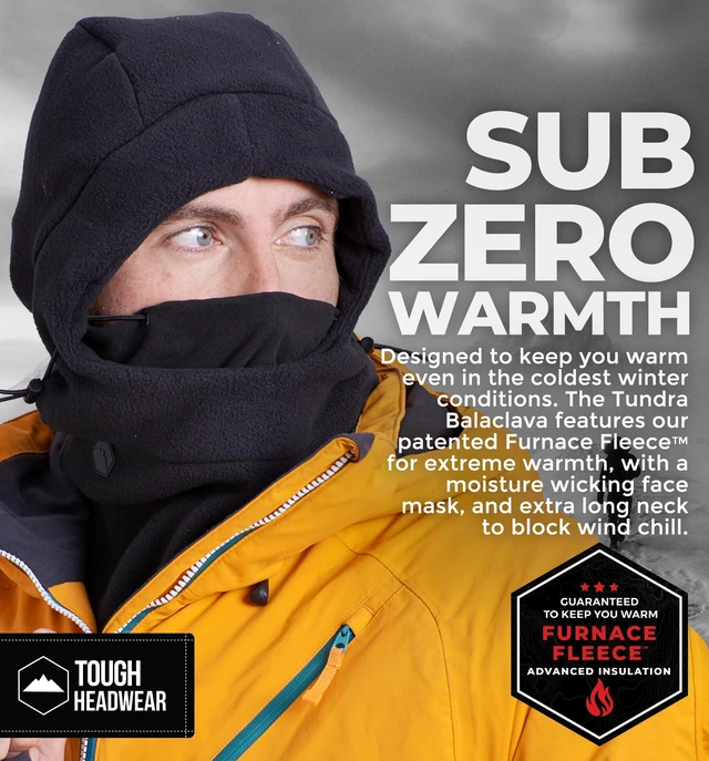 Alt view image 2 of 6 - Fleece Balaclava Hoodie Ski Mask - Wind Resistant Extreme Cold Weather Snow Gear for Men & Women - Thermal Winter Shiesty Face Mask Cover for Skiing, Snowboarding - Pasamontañas para Hombre - Black