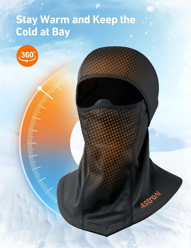 Alt view image 4 of 7 - Windproof Ski Mask Balaclava, Winter Cold Weather Face Mask, Black | Thermal Fleece Face Cover for Skiing, Snowboarding, Motorcycle Riding, Cycling, Outdoor Work, Fits Under Helmets