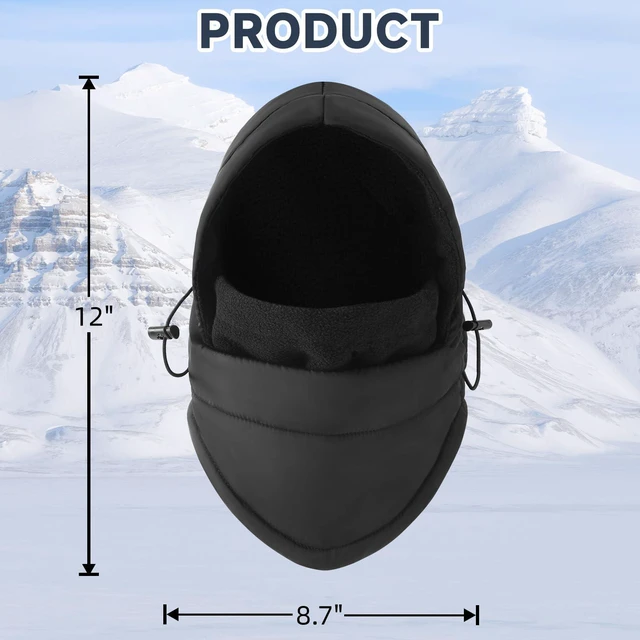 Alt view image 2 of 6 - Balaclava Ski Mask for Men, Lining Windproof Ski Face Mask for Women, Adjustable Winter Cold Weather Face Cover Black
