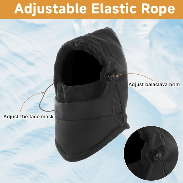 Alt view image 4 of 6 - Balaclava Ski Mask for Men, Lining Windproof Ski Face Mask for Women, Adjustable Winter Cold Weather Face Cover Black
