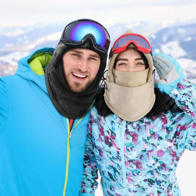 Alt view image 6 of 6 - Balaclava Ski Mask for Men, Lining Windproof Ski Face Mask for Women, Adjustable Winter Cold Weather Face Cover Black