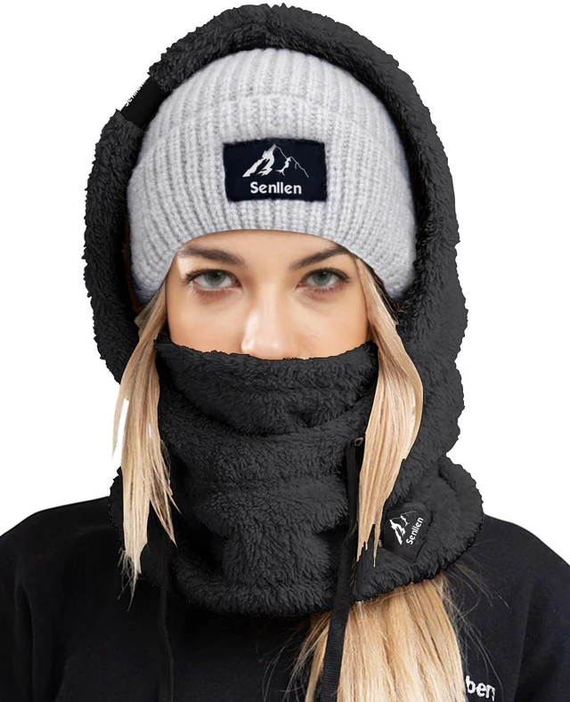 Main image of Balaclava Cold Weather Fleece Ski Mask Winter Thermal Sherpa Hood | Fuzzy Hat,Plush Neck Warmer,Breathable Skiing Face Mask,Windproof Cycling Scarf,Ski Hood over Helmet,Unisex,One Size fits All