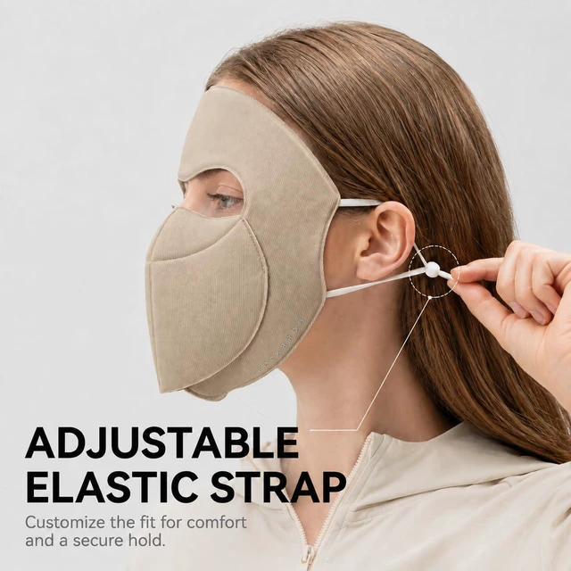 Alt view image 4 of 7 - Full Face Mask, UPF 50+ Windproof Cover for Cycling Commuting | Weight: 17g lightweight face cover; Breathability: 3D mouth panel; Fit: Adjustable ear loops; Reflective logo