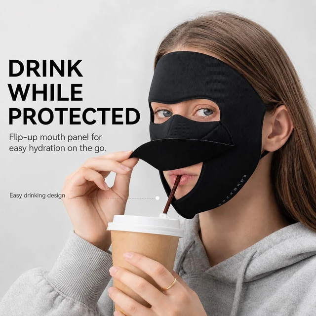 Alt view image 5 of 7 - Full Face Mask, UPF 50+ Windproof Cover for Cycling Commuting | Weight: 17g lightweight face cover; Breathability: 3D mouth panel; Fit: Adjustable ear loops; Reflective logo